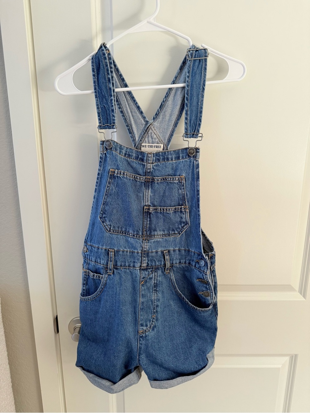Free People Denim Short Overalls